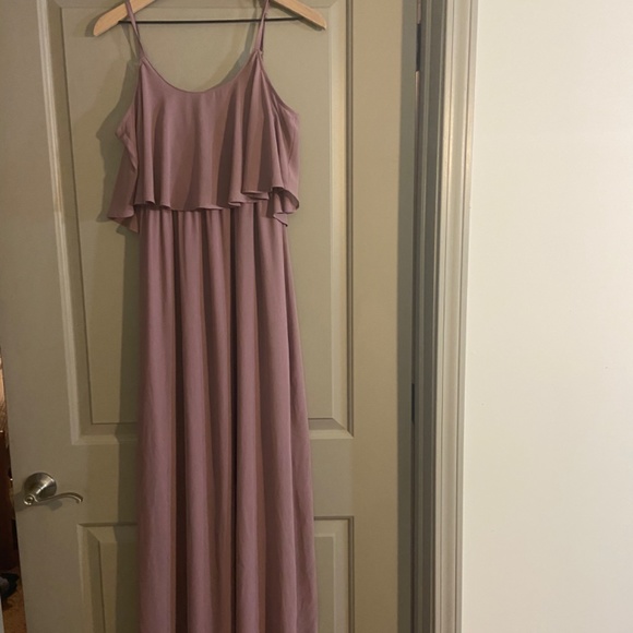 Show Me Your Mumu Caitlin Ruffle Maxi Dress Antique Rose Chiffon - Picture 3 of 5